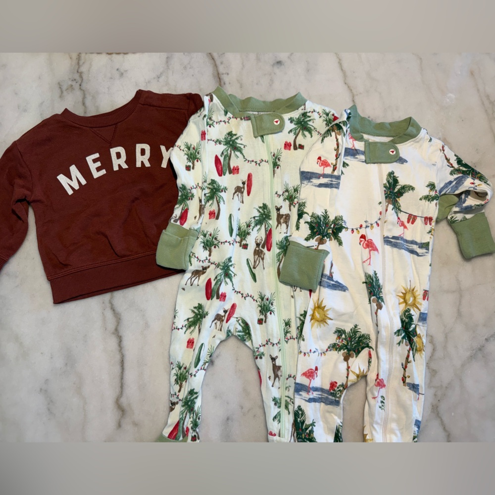 0-3 Month Christmas pajamas and sweater